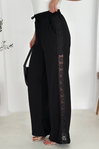 Noa & Noa Kadın Yanları Dantel Astarlı Şortlu Pantolon Hafif & Feminen Stil Siyah