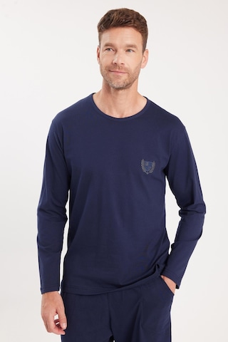 Tudors Erkek Standart Fit %100 Pamuk Bisiklet Yaka Beli Lastikli Lacivert Pijama Takımı-37935 Lacivert