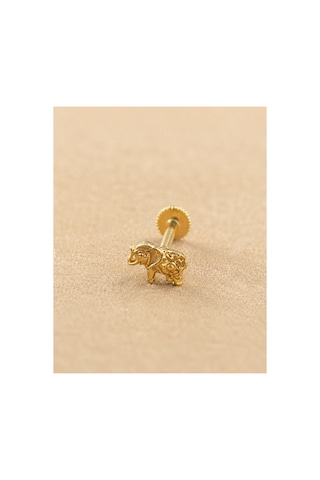 14 Ayar Altın Desenli Fil Model Tragus Piercing Küpe