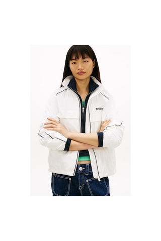 Tommy Hilfiger Tjw Kadın Piping Nylon Track Beyaz Rüzgarlık-ceket-13669 Beyaz