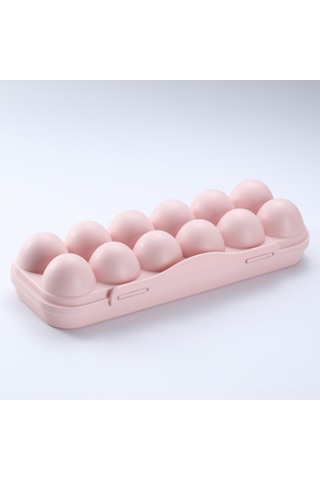 Kangvka Kırılmaya Dayanıklı Kapaklı 12 Izgara Pembe Yumurta Saklama Kutusu - Taze Tutucu, Raf Katlanabilir, Mutfak Ve Buzdolabı Organizatörü Diğer