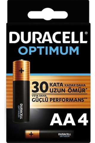 1.5V ALKALIN AA KALEM PİL 4LÜ PAKET DURACELL OPTIMUM MX1500