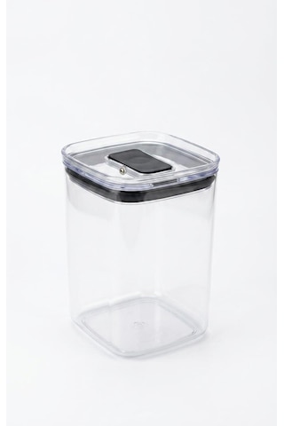 Fresh Hava Geçirmez Kare Plastik Erzak Kabı 1400 Ml - Vakumlu Tek Tuş Kapaklı Şeffaf Plastik Bakliyat, Un Ve Şeker Saklama Kabı, Bpa İçermez 10,5x10,5x17,5cm