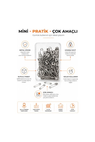 Mini Çengelli İğne 50 Adet Kutulu Gümüş Şal Türban Yaka Kartı Hobi Ve Dikiş İçin