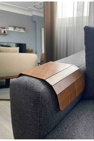 Yunusoğlu Home Katlanabilir Ahşap Koltuk Kenarı Yan Sehpa Amerikan Servisi Kanepe Kenarı Portatif Koltuk Tepsisi