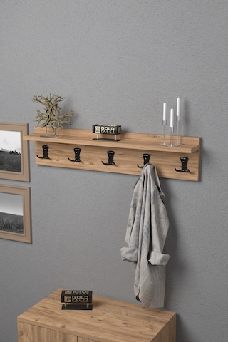 Askılık Duvar Elbise Askılığı Portmanto 80 Cm Ceviz Düz Kahverengi