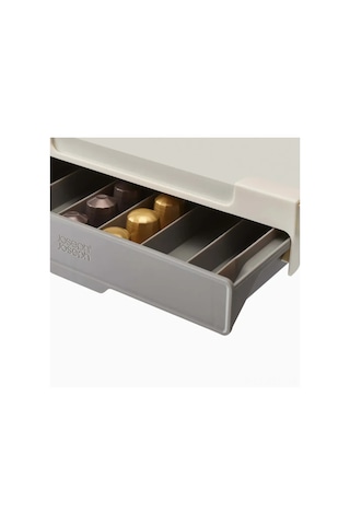 Konesam 30 Nespresso Kapsülü Depolayan Çekmeceli Mutfak Raf Altı Tutucu - 3m Band İle Kolay Kurulum, Dayanıklı Tasarım Bej