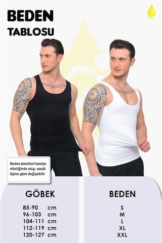 Sh Mağazacılık Premium Erkek Korse Bel Göğüs Göbek 2 Beden Incelten Toparlayıcı Sıkılaştırıcı Beyaz Atlet Beyaz