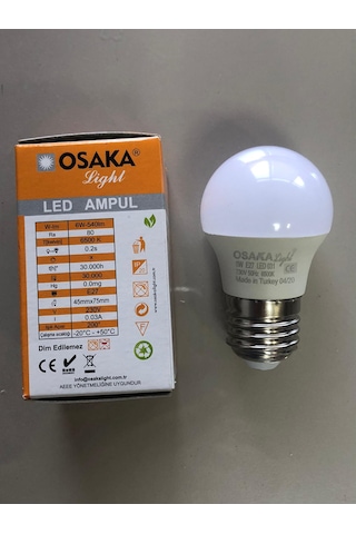 10 Adet Osaka 6w 50w 540 Lümen E27 Top Ampül 6500k Beyaz 45mmx75