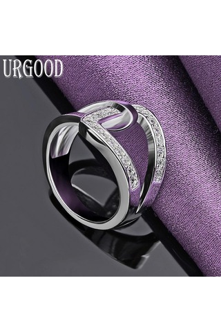 925 Ayar Gümüş Geometrik Aaa Zirkon Yüzük Moda Takı