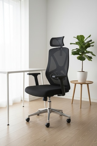 Upstyle Meltem Başlıklı Kumaş Ergonomik Çalışma Koltuğu Siyah 66 125 65 Cm