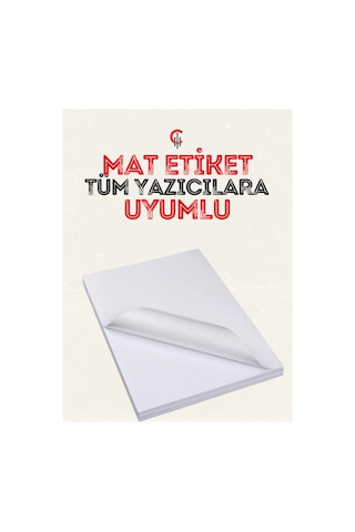 Yapışkanlı Mat Etiket Kartuşlu Mürekkepli Tüm Yazıcılara Uygun Sticker A4 25 Adet Diğer