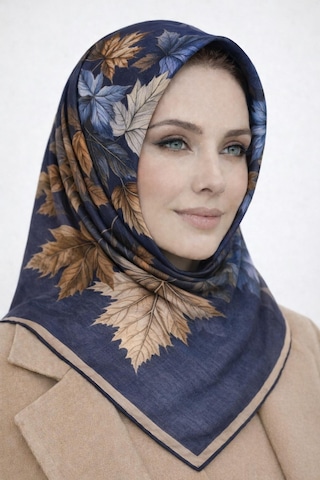 Mono Scarfs Soft Pamuk Eşarp-90 X 90 -06109 Lacivert-kahve