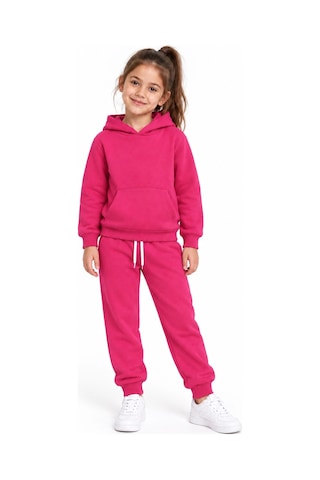 Rony Pony Kids Kız Çocuk Fuşya Kapüşonlu Eşofman Takımı Kanguru Cepli Sweatshirt Ve Jogger Alt 2 Li Set