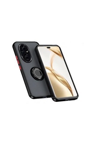 Adige Honor 200 Pro Uyumlu Kılıf Montreal Yüzüklü Standlı Arkası Buğulu Siyah