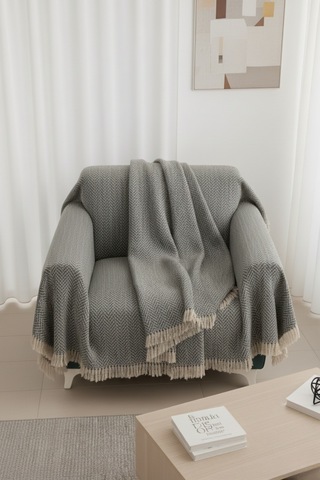 Pamuklu Koltuk Örtüsü 170x210 Cm Tekli&üçlü Koltuk,çekyat Ve Berjer İçin Modern Çizgili Yıkanabilir Antrasit