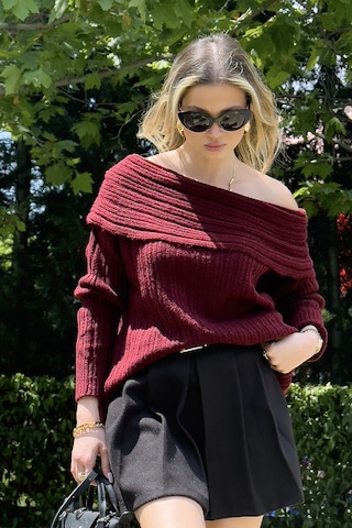 Lela Oversize Fit Madonna Yaka Triko Bayan Kazak 4615216 Bordo
