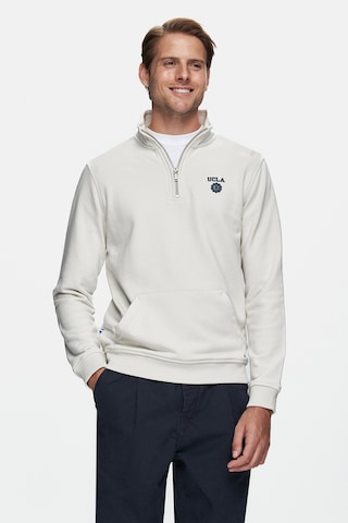Ucla Leon Bej Yarım Fermuar Nakışlı Standard Fit Erkek Sweatshirt Bej