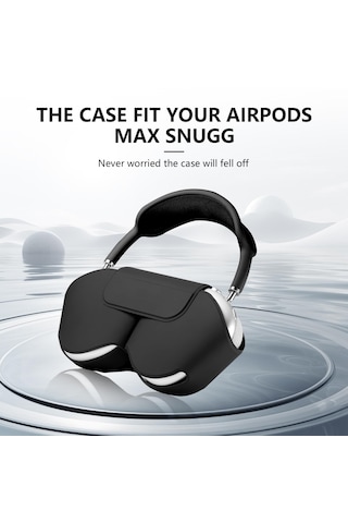 Apple Uyumlu AirPods Max İle Uyumlu Koruyucu Kılıf, Pu Deri, Mıknatıslı Kapama, Sleep Mode Destekli, Çizilmez Siyah