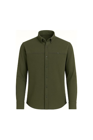 Yxc Uzun Kol Slim Fit Erkek Örme Gömlek - 7437 Haki