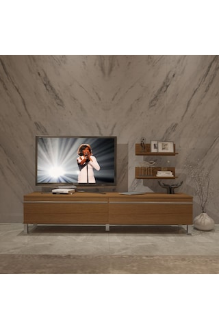 Decoraktiv Eko 4 Mdf Std Krom Ayaklı Tv Ünitesi Tv Sehpası Ceviz