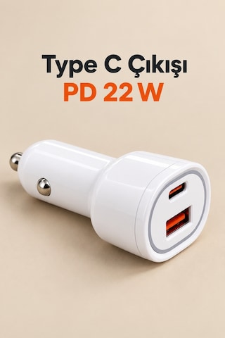 Pd 22w Type C Çıkışlı Araç Şarj Cihazı - Lisinya Belirtilmemiş