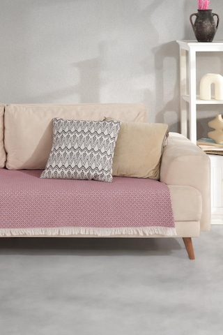 ZeynepTekstil Halfy Natural Pamuklu Koltuk Şalı Çekyat Örtüsü 100 x 210 Kırmızı