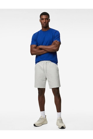 Koton Straight Fit Cepli Beli Bağcıklı Spor Şort Gri Melanj 6sam40107nk