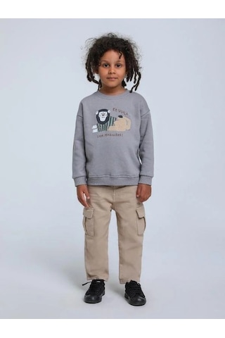 Jack Lions Erkek Bebek Aslan Figürlü Sweatshirt-14747 Gri