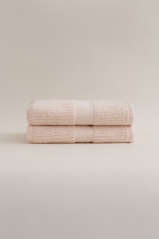 Ivory Somon Fitilli Mikro Fiber %100 Pamuk 2li El Yüz Havlusu Set Somon