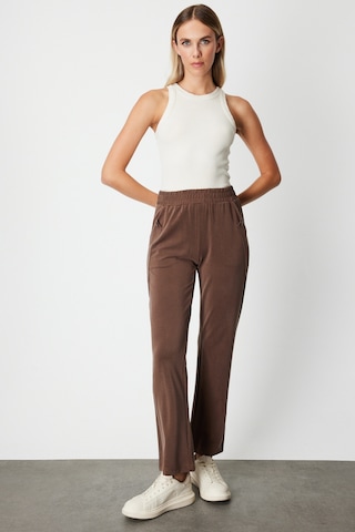 On Kadın Cebi Düğme Detaylı Eşofman Altı 66107 Kahverengi Kahverengi