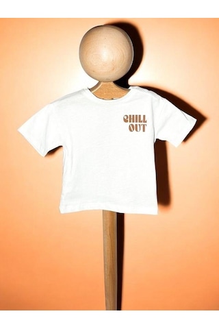 Çikoby Erkek Bebek Chill Out Yazılı Pamuklu T-shirt-15714 Beyaz