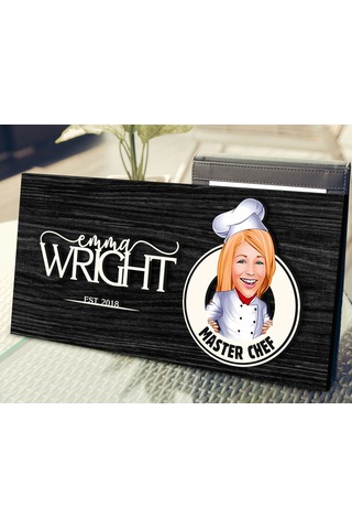 Bk Gift Kişiye Özel Kadın Chef Karikatürlü Kabartma Figürlü Ahşap Tablo, Duvar Dekoru, Arkadaşa Hediye, Özel Tasarım Ev Hediyesi-1
