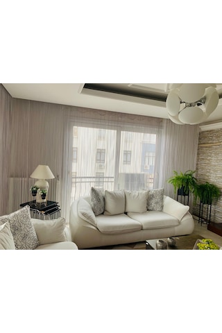 İP MODEL BEYAZ RENK İP PERDE 300*270 cm - 2 mm şerit Beyaz