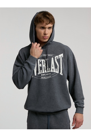 Everlast Authentic Boxing Oversize Antrasit Erkek Kapüşonlu Sweatshirt Antrasit