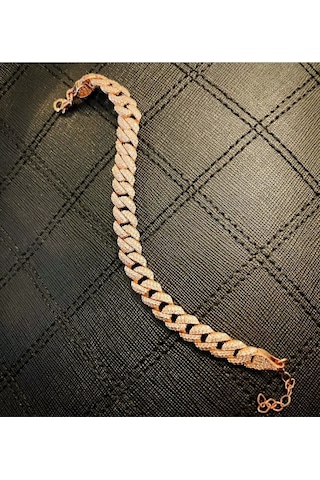 Oriental Kuyumculuk Jewellery Rose Gümüş Taşlı Gurmet Zincir Su Yolu Bileklik Rose