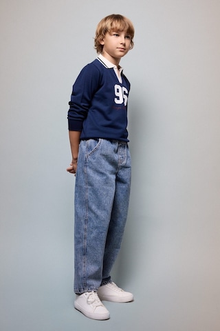 Defacto Oversıze Gömlek Yaka Kolej Baskılı Lacivert Sweatshirt Erkek Çocuk H9832a826aunv241 Lacivert-nv241