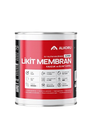 Alkoru Süper Likit Membran Kauçuk Ve Elyaf Katkılı Sıvı Su Yalıtım Malzemesi 1, Kilogram
