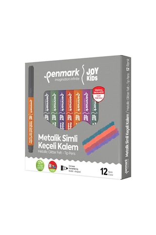 Penmark Süper Yıkanabilir 12'li Metalik Simli Jumbo Keçeli Kalem Seti