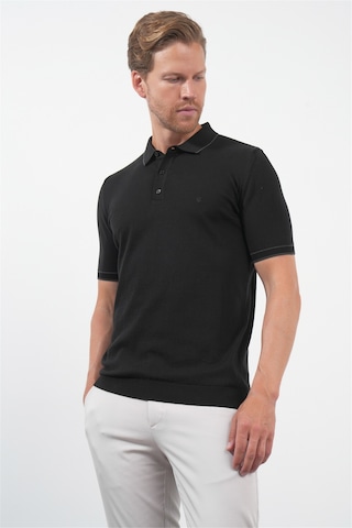 İmza Siyah Polo Yaka Kısa Kol Örme Comfort Fit %100 Pamuk Kazak 1012260151