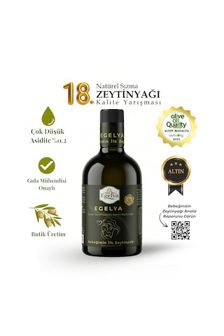 Egelya Bebek Zeytinyağı 500 Ml 0,2 Asit, Ödüllü, Natürel Sızma Ek Gıdaya Geçişe Uygun, Bebek Masaj Yağı