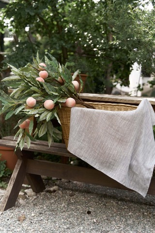 Peony Çizgi Detay Füme Keten Fular Füme