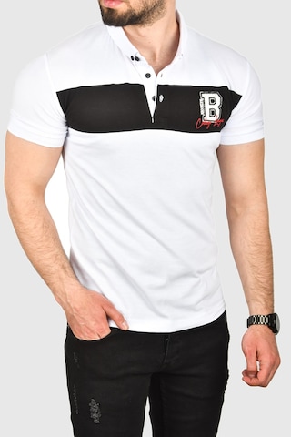 Deepsea Erkek Beyaz Slim Fit Nefes Alan Pamuklu Kumaş Dar Kesim Kıvrılmaz Yaka Polo Yaka Tişört 2503019 Beyaz