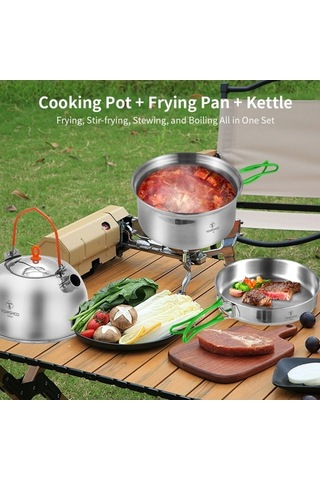 Createtech Uyumlu Tüm Tencereler İçin Skycıty Taşınabilir Set Paslanmaz Çelik Ocak Kampçılar İçin Hafif Gümüş 12 & Kh Gümüş