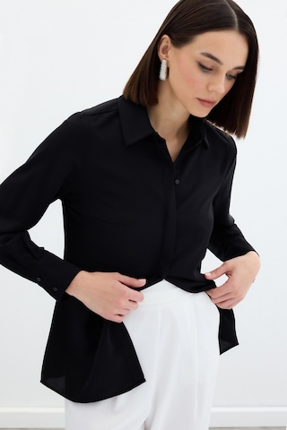 Sateen Klasik Düz Gömlek - Siyah