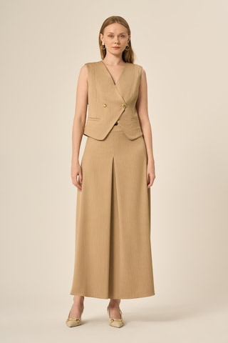 Ftz Women Kadın Yelek Etek Çizgili Takım Beige 31147 Beige