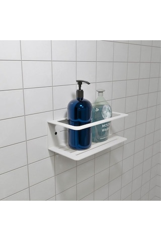 Aju Şampuanlık Sabunluk, Minimalist Banyo Organizatörü, Metal Duş Rafı, Banyo Düzenleyici Beyaz