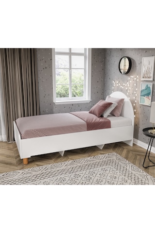 Tek Kişilik Bohem Tarzda Karyola Beyaz - Tamamı Mdf