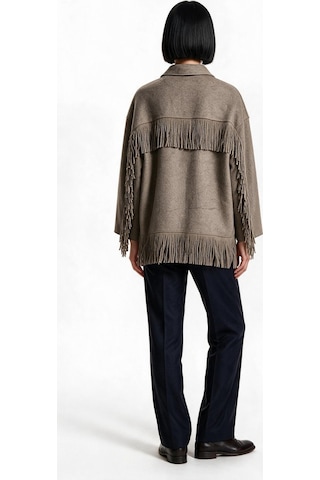 Marsel&leon Marsel Leon Kadın Oversize Püskül Detaylı Düğmeli Kaşe Kaban Vizon