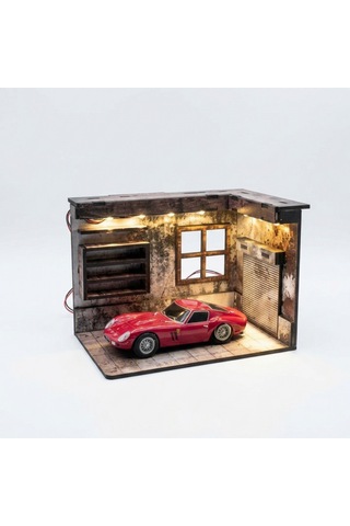 Vintage Garaj Diorama Sergileme Ünitesi